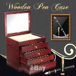 5-Layers Luxury Wooden Box Fountain Pen Office Display Storage Wood Case 50 Pens
