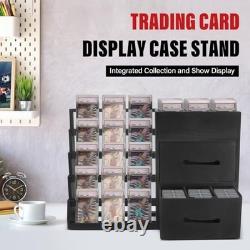 5-Tier Wooden Trading Card Display Case with 2 Drawers, Holds 200+ Graded Cards