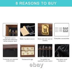 60 Souvenir Spoon Display Case Wall Mount Lockable Cabinet Burnt Solid wood