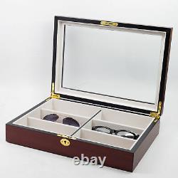 6 Cherry Wood Eyeglass Sunglass Oversized Glasses Storage Display Case Organizer