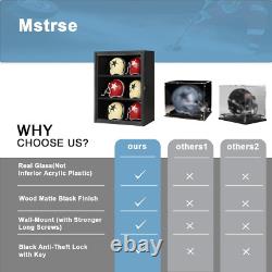 6 Mini Football Helmet Display Case, Wood Mini Helmet Display Case, Helmet Stand