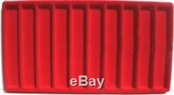 6 Natural Wood Glass Top Lid Red 10 Slot Jewelry Pen Pocket Knife Display Cases