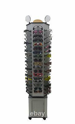 6-Sided Silver Floor Display Storage Holds 108-Pair Sunglass Readingglass Retail