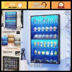 6-Tier Wall Display Case with Glass Doors, Adjustable Shelves for Sports Cards &