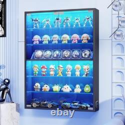 6-Tier Wall Display Case with Glass Doors, Adjustable Shelves for Sports Cards &