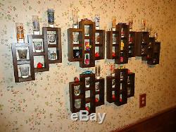 76 Shot Glass Shooter Display Case 6pc Wall Shelf Dark Walnut Stained Solid Wood