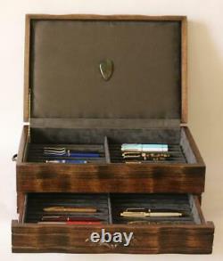 #794 Custom Built Solid Mahogany Fountain Pen Storage Display Chest Hand Crafted