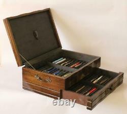 #794 Custom Built Solid Mahogany Fountain Pen Storage Display Chest Hand Crafted