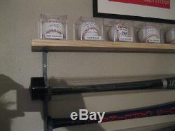 7 Bat Baseball Bat Display Rack with Wood Baseball Display Shelf (see description)