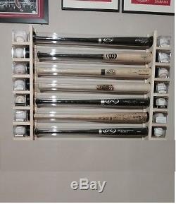 7 Bat Wood Baseball Bat Display Rack with Double Shelves (SEE DESCRIPTION)