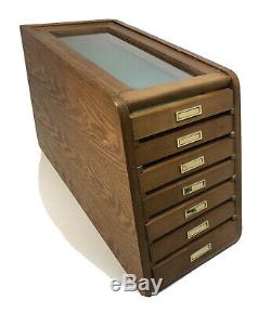 7 Drawer Collectors Cabinet Solid Wood Display Case Knives Coins Watches Medals