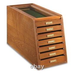 7 Drawer Collectors Cabinet Solid Wood Knives Display Case Coins Watches Medals