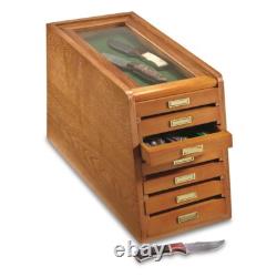 7 Drawer Collectors Cabinet Solid Wood Knives Display Case Coins Watches Medals