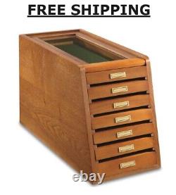 7 Drawer Collectors Cabinet Solid Wood Knives Display Case Coins Watches Medals