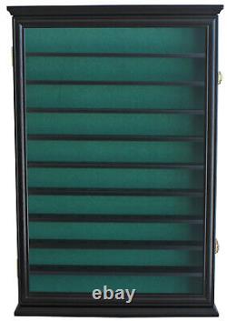 80 Golf Ball Display Case Rack Wall Cabinet, UV Protection, Solid Wood, GB80-BL