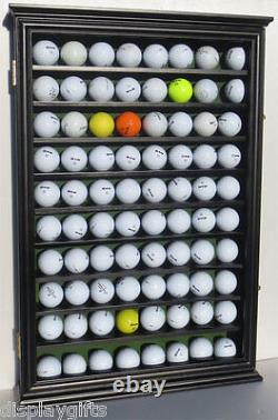 80 Golf Ball Display Case Rack Wall Cabinet, UV Protection, Solid Wood, GB80-BL