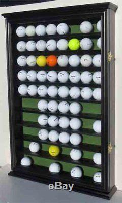 80 Golf Ball Display Case Wall Cabinet, Solid Wood, GB80-BLA