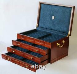 #818 Solid Mahogany Fountain Pen Storage Display Chest Hand Crafted Interior