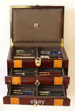 #823 Fountain Pen Storage Display Chest Hand Crafted Custom Built Interior