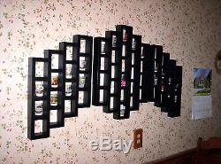 82 Shot Glass Shooter Display Case Rack 3 pc Wall Shelf Organizer Black Wood New
