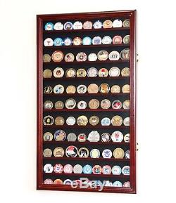 88 Challenge Coin Display Case Holder Cabinet Rack 98% UV Adjustable Shelves