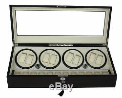 8+12 Ebony Walnut Wood Watch Winder Storage Display Case Box Automatic Rotation