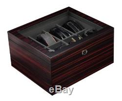 8 Belt Display Case Black Wood Ties Mens Accessories Storage Box Fathers Gift