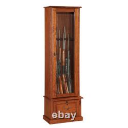 8 Gun Cabinet Safe Rifle Wood Locker Storage Shotgun Firearm Lock Shelf