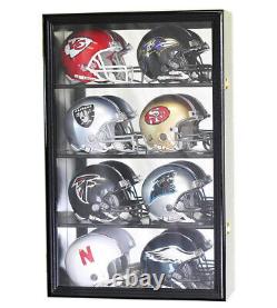 8 Riddell Mini Helmets Helmet Display Case Wall Rack Cabinet- 98% UV Lockable