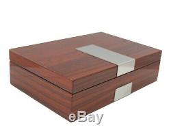 8 Wrist Watch Storage Box Rose Wood Gloss Aluminium Display Case Large Wrist