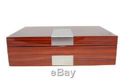 8 Wrist Watch Storage Box Rose Wood Gloss Aluminium Display Case Large Wrist