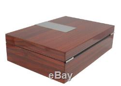 8 Wrist Watch Storage Box Rose Wood Gloss Aluminium Display Case Large Wrist