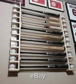 9 Bat Wood Baseball Bat Display Rack with Double Shelves (SEE DESCRIPTION)