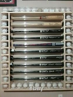 9 Bat Wood Baseball Bat Display Rack with Multi Shelves (SEE DESCRIPTION)