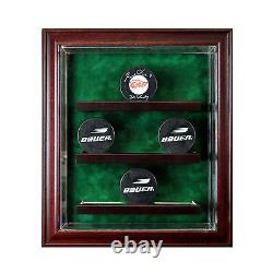 9 Puck Cabinet Style Display Case Nine Hockey Hinged Door Glass Suede