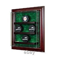 9 Puck Cabinet Style Display Case Nine Hockey Hinged Door Glass Suede