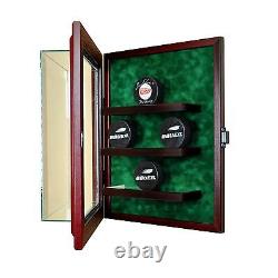 9 Puck Cabinet Style Display Case Nine Hockey Hinged Door Glass Suede