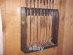 9 Putters Golf Clubs Set Wood Display Rack Case for Wall / Floor in Black Stain