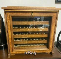 AGRESTI 60 Pen Display Box Trunk with key in BRIARWOOD and SUEDE Mint