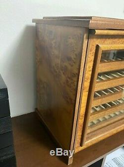 AGRESTI 60 Pen Display Box Trunk with key in BRIARWOOD and SUEDE Mint