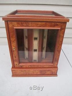 AGRESTI LOCKING BRIARWOOD GLASS ROTATING WATCH DISPLAY CASE MADE IN ITALY With KEY