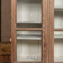 ANTIQUE 20thC FRENCH LIMED WOOD & GLASS-MOUNTED DISPLAY CABINET c. 1900