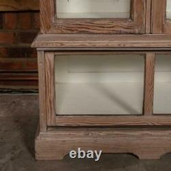 ANTIQUE 20thC FRENCH LIMED WOOD & GLASS-MOUNTED DISPLAY CABINET c. 1900