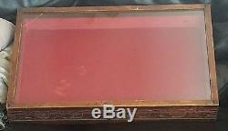 Antique Carved Wood Jewelry Box Glass Hinged LID Retail Display Case Swapmeet