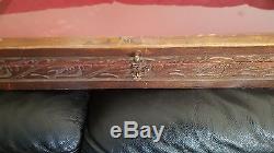 Antique Carved Wood Jewelry Box Glass Hinged LID Retail Display Case Swapmeet