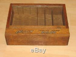 ANTIQUE LUFKIN RULER SPRING JOINT RULES WOOD COUNTER DISPLAY CASE EARLY 1900s
