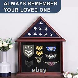 ARRAWIS Flag Display Case Fits 3'x 5' Veterans Memorial Flag Solid Wood Flag