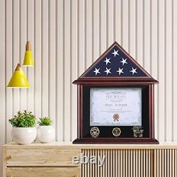 ARRAWIS Flag Display Case Fits 3'x 5' Veterans Memorial Flag Solid Wood Flag