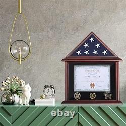 ARRAWIS Flag Display Case Fits 3'x 5' Veterans Memorial Flag Solid Wood Flag