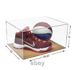 Acrylic Clear Display Case with Simulated Wood Floor 15.25x12x 9 (A025-CWB)